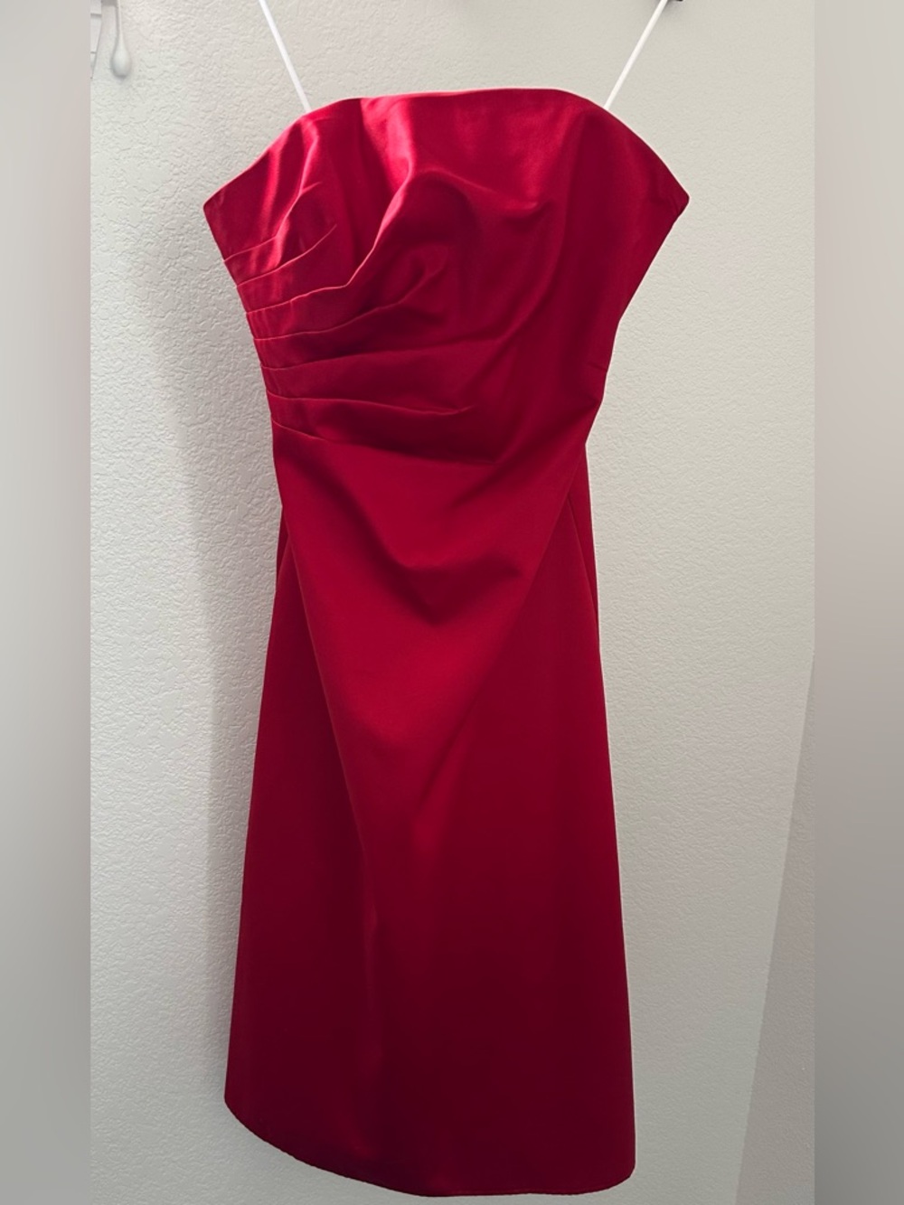 JS Boutique Strapless Red Satin A-Line Cocktail Dress